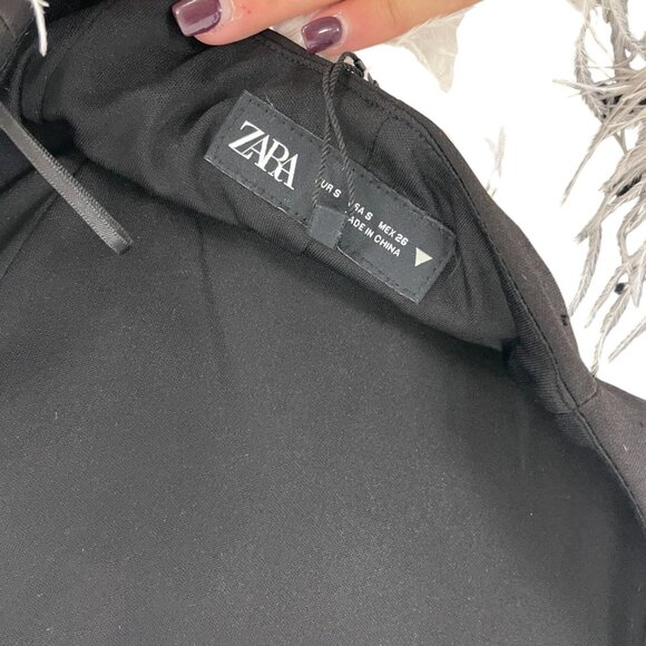 Zara Womens Mini Dress S Small Black Feather Party Cocktail Evening 4772/226 NWT - Picture 8 of 16